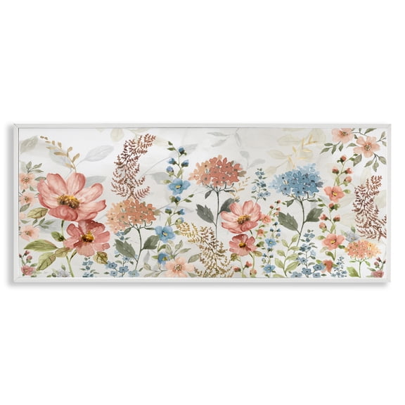 Stupell Industries Shabby Chic Pastel Spring Florals White Framed Giclee Art, 30 x 13, by Nan