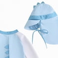 thumbnail image 4 of Ccpelsie Baby Boys Swimsuit One Piece Striped Zipper Bathing Suit Rash Guard Long Sleeve Swimwear Sunsuit(Blue,6-12 Months), 4 of 6