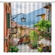 thumbnail image 1 of Cortina de ducha italiana con vista a la montaña, ciudad toscana, lago, calle mediterránea, porche floral, arquitectura europea, escena callejera renacentista, decoración de baño, poliéster con, 1 of 1