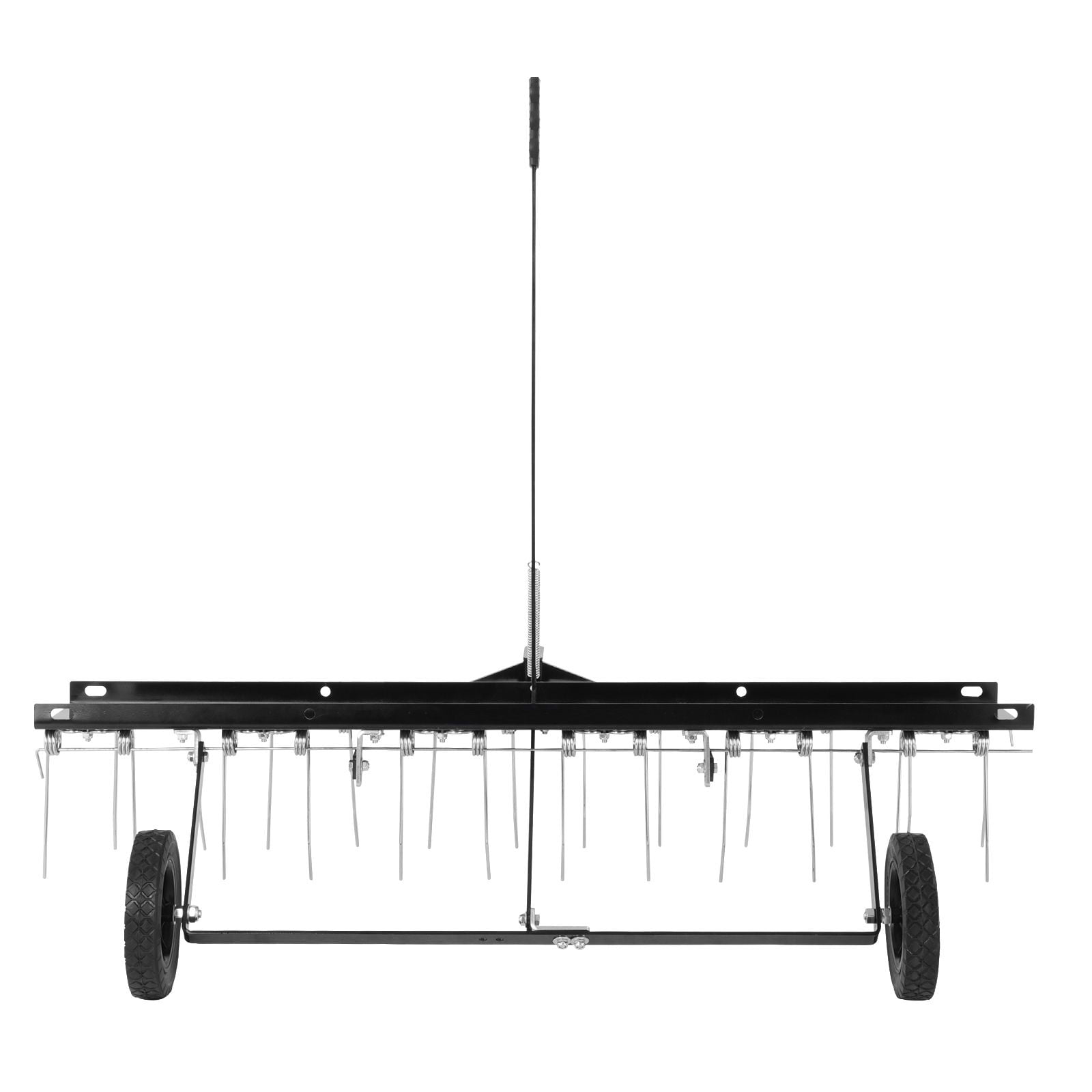 Lawn Dethatcher Rake Tow Behind 48-inch – 24 Steel Tines, ATV/Mower Tow-Behind Dethatcher, Grass Rake for Thatch Removal with Easy Lift Handle (Farm, Garden, Yard)