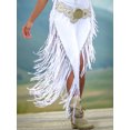 thumbnail image 4 of Vestido playero de verano para mujer, sin mangas, con abertura lateral y borlas, tejido, ajustado, con cordones, sexy, para fiesta, sin cinturón, 4 of 4