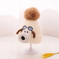 thumbnail image 2 of HGIEYS Toddler Winter Knit Beanie Cute Pilot Dog Embroidery Warm Pom Pom Hat for Baby Boys Girls 1-5 Years, 2 of 4