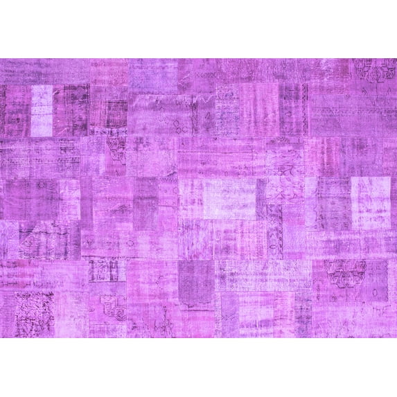 Ahgly Company Indoor Rectangle Patchwork Purple Transitional Area Rugs, 8' x 10'