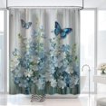 thumbnail image 4 of Rustic Shower Curtain, Blue Floral Butterfly Shower Curtain, Western Farmhouse Wooden Board Shower Curtain Set Waterproof Bath Curtain Home Bathroom Decor with 12 Hooks, 72x72 inches, 4 of 6
