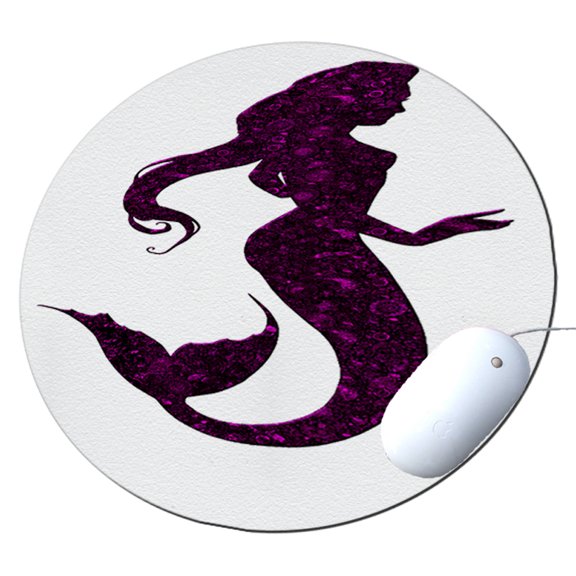 KuzmarK Round Mousepad / Hot Pad / Trivet - Mermaid Nautical
