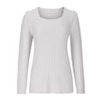 thumbnail image 3 of Timegard Hauts à Oeillets pour Femmes Col Rond Manches Longues Bouffantes T-Shirts Transparents Chic Décontracté Hauts Amples, 3 of 5