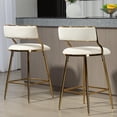 thumbnail image 5 of (SET of 2) 26'' Counter height bar stools Corduroy kitchen island counter bar stool with back,golden chromed base and footrest, 5 of 14