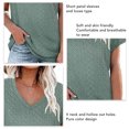 thumbnail image 4 of Women Short Petal Sleeve Top Hollow Out Holes V Neck Loose Type Casual T Shirt for Summer Wear Dark Green XXL, 4 of 5