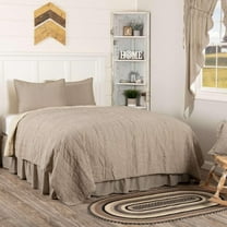 VHC Brands Sawyer Mill Ticking Stripe Quilt, California King 130x115, Charcoal Grey