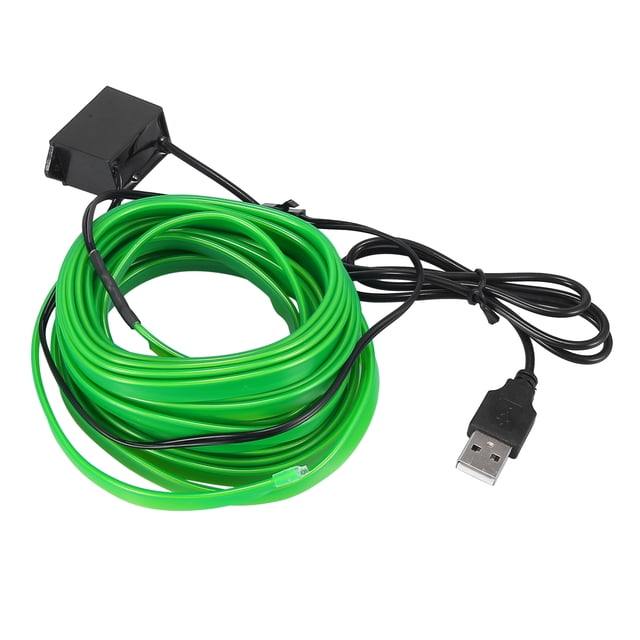 5 Metros/16pies Interior USB EL Cable Tira Verde Fría Luz Juego para Coche