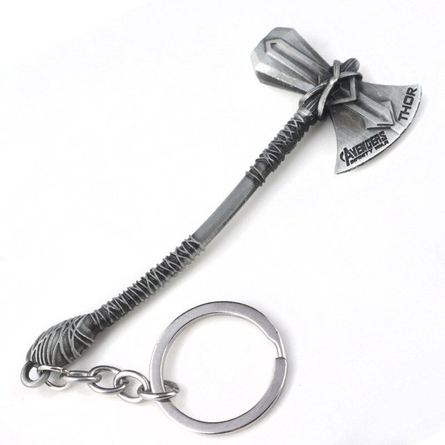 Disney-Llavero Original de los Vengadores de Marvel, llavero de 8cm con diseño de martillo de Thor para coche, mochila, cadena colgante, regalo de Metal para niños Fivean unisex