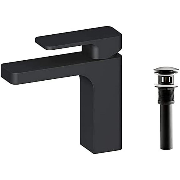 Blossom Brass Matte Black High Arc 1-Hole Install Single Handle Faucet with Pop-Up Drain - F118 04 P