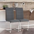 thumbnail image 1 of Dining Chairs Set of 2, PU Faux Leather Side Chair with High Back and U-Shaped Metal Legs, Upholstered Kitchen Chair, Modern Armless Chairs for Dining Room, Kitchen, Restaurant, Gray, 1 of 7