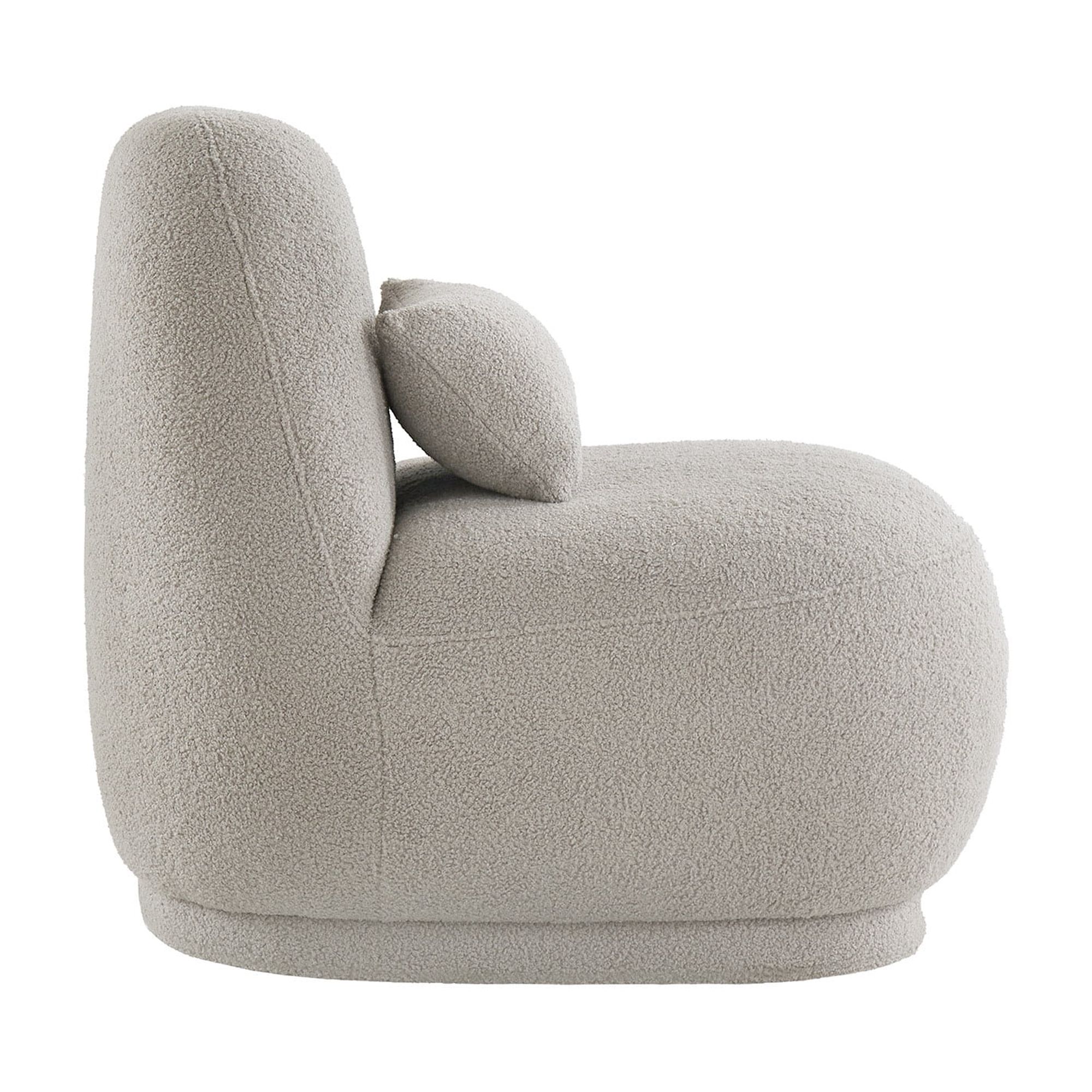 Weston Home Lompoc Modern Boucle Accent Chair with Rounded Design and Lumbar Pillow, Light Gray Chair