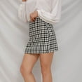 thumbnail image 5 of Womens High Waist Retro Plaid Skirt Casual Zip Up Wrap Pencil Mini Skirts Slim A Line Short Skirts, 5 of 7