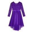 thumbnail image 6 of iEFiEL Flower Girls Lace Chiffon Dress Long Sleeve High-Low Hem Wedding Birthday Party Dress Pageant Ball Gown Purple 8, 6 of 7