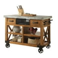 thumbnail image 3 of ACME Kailey 2-Drawer Wooden Kitchen Cart with 2 Shelves in Antique Oak, 3 of 5