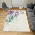 thumbnail image 2 of Flowers Turkish Area Rug, Buds Leaf at the top Left Corner Season Celebrating Theme Illustration, Soft Carpet for Living Room Decor, 4' X 5.7', Lilac Teal White, by Ambesonne, 2 of 4
