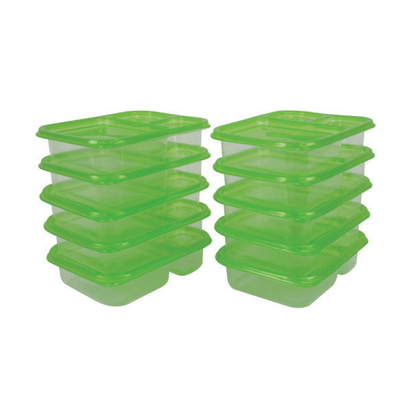 Set 10 Toppers Reutilizables De Plástico STYRKA 3 Divisiones Con Tapa Almacenamiento De Comida Para Microondas 3 Compartimentos Para Lunch