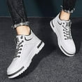 thumbnail image 4 of Mens Shoes,Men Autumn Winter High Top Casual Thick Sole Versatile Athletic Leisure Footwear Durable Comfortable Walking Shoe,Shoes for Men,White,8, 4 of 8