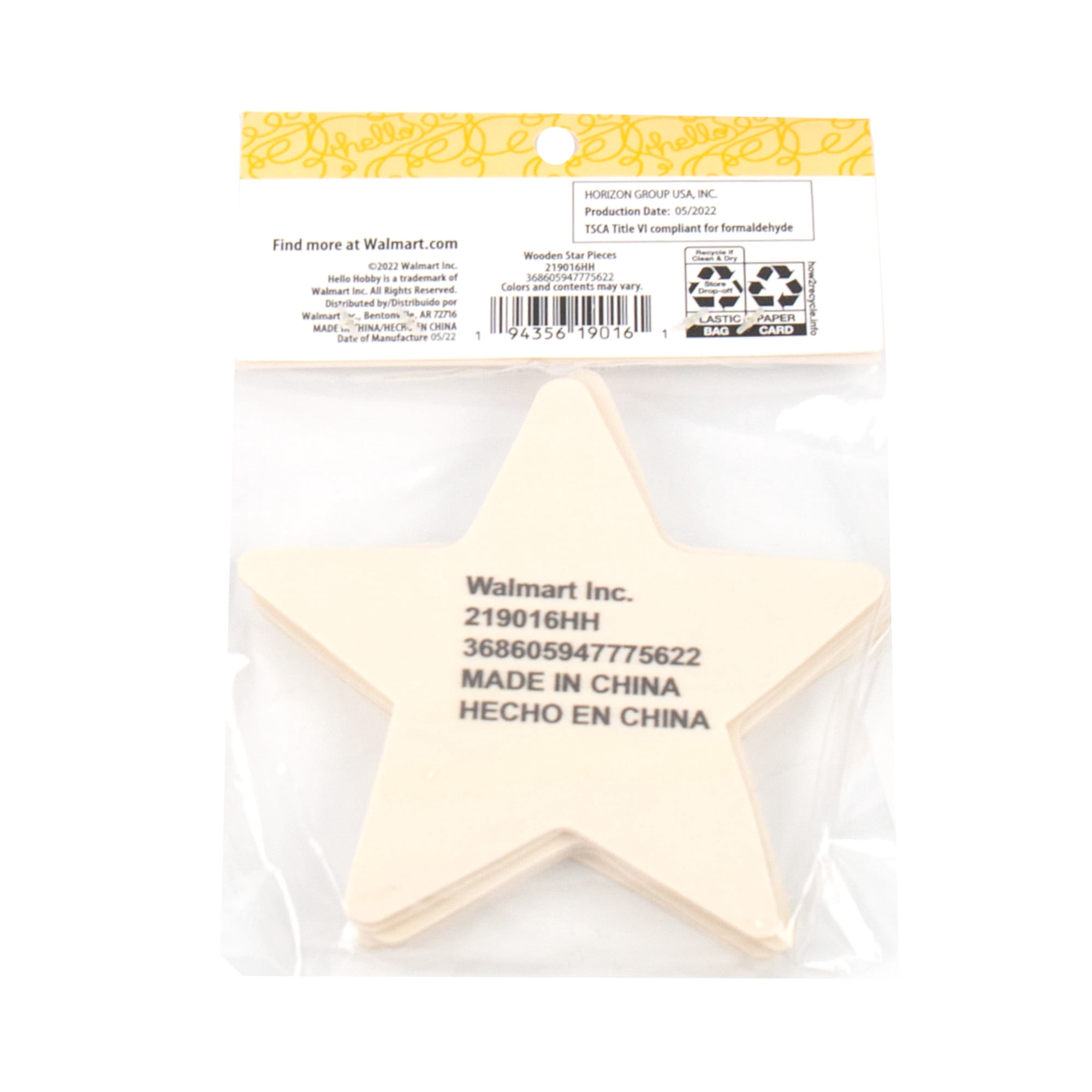 (4 pack) Hello Hobby Wooden Stars, 6-Pack, 0.07 lbs