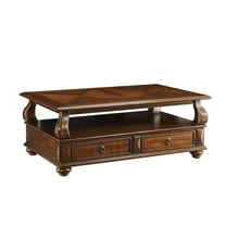ACME Amado Rectangular 4-Drawer Wooden Coffee Table with Open Shelf in Walnut