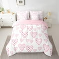 thumbnail image 2 of Feelyou Girly Love Heart Twin Bedding Sets 7-Piece, Pink Princess Cartoon Bedding Comforter Set, Teen Kid Girl Boy Reversible Sheet Sets, Luxury Bedroom Decor, 2 of 7