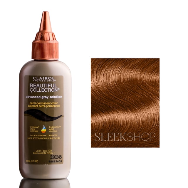 6G - Light Golden Chestnut , Clairol Professional Beautiful Collection Semi Permanent Color - Advanced Gray Solution Hair - Pack of 3 w/ Sleek Teasing Comb