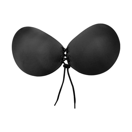 Odeerbi Invisible Sticky Bras for Women 2025 Adhesive Bras Drawstring Gathering Bra Push Up Stickers Seamless Silicone Underwear Black
