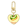 thumbnail image 1 of Watercolor Hand-painted Green Dessert Gold Heart Keychain Metal Keyring Holder, 1 of 3