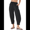 thumbnail image 2 of Pantalones Rectos Holgados e Informales de Algodón y , Color Negro, Talla S, 2 of 7