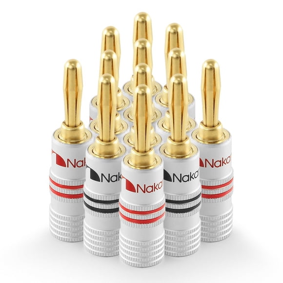 Nakamichi Excel Series 24k Gold Plated Banana Plug 12 AWG - 18 AWG Gauge Size 4mm for Speakers Amplifier Hi-Fi AV Receiv