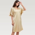 thumbnail image 5 of Women's Satin Midi Dress with V-Neckline and Flutter Sleeves for a Relaxed Elegant Fit - X Large, Light Beige, 5 of 7