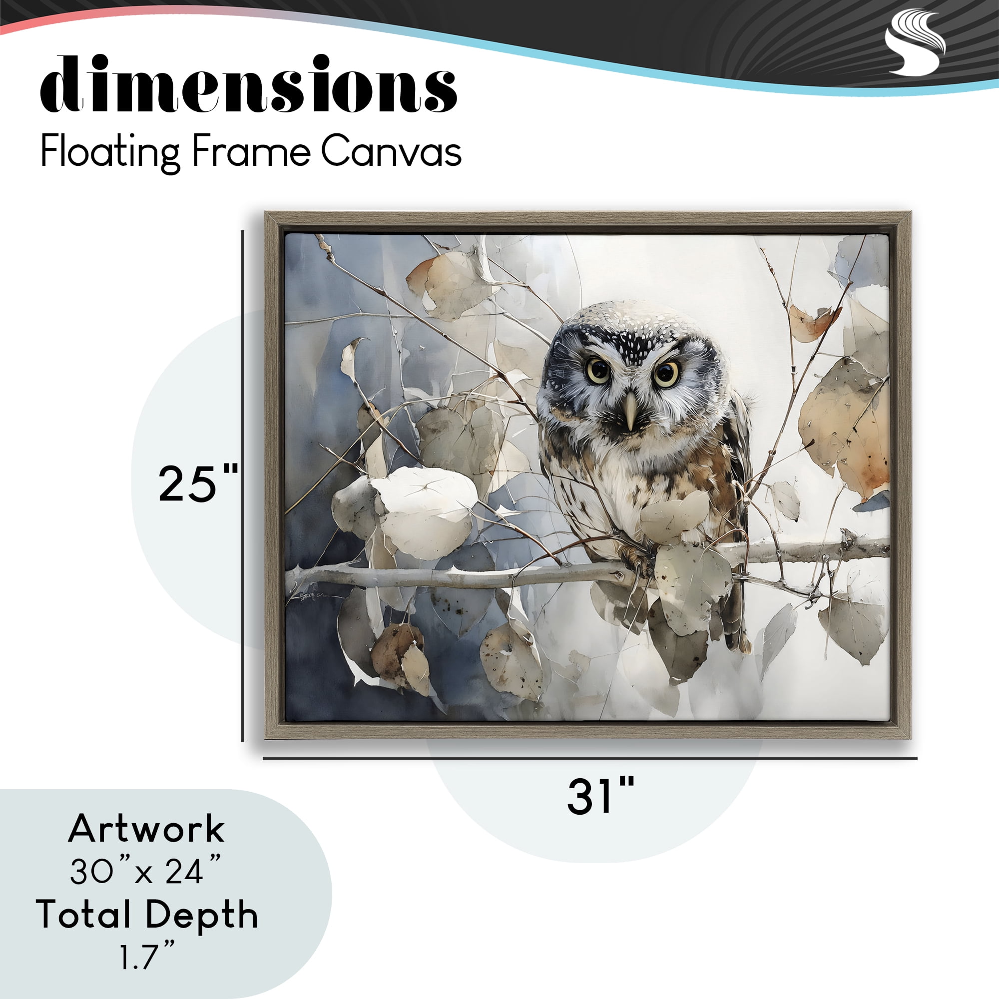 Stupell Industries Hoot Owl on Autumn Branch Brown Framed Floater Canvas Wall Art, design by Franklyn Gregory