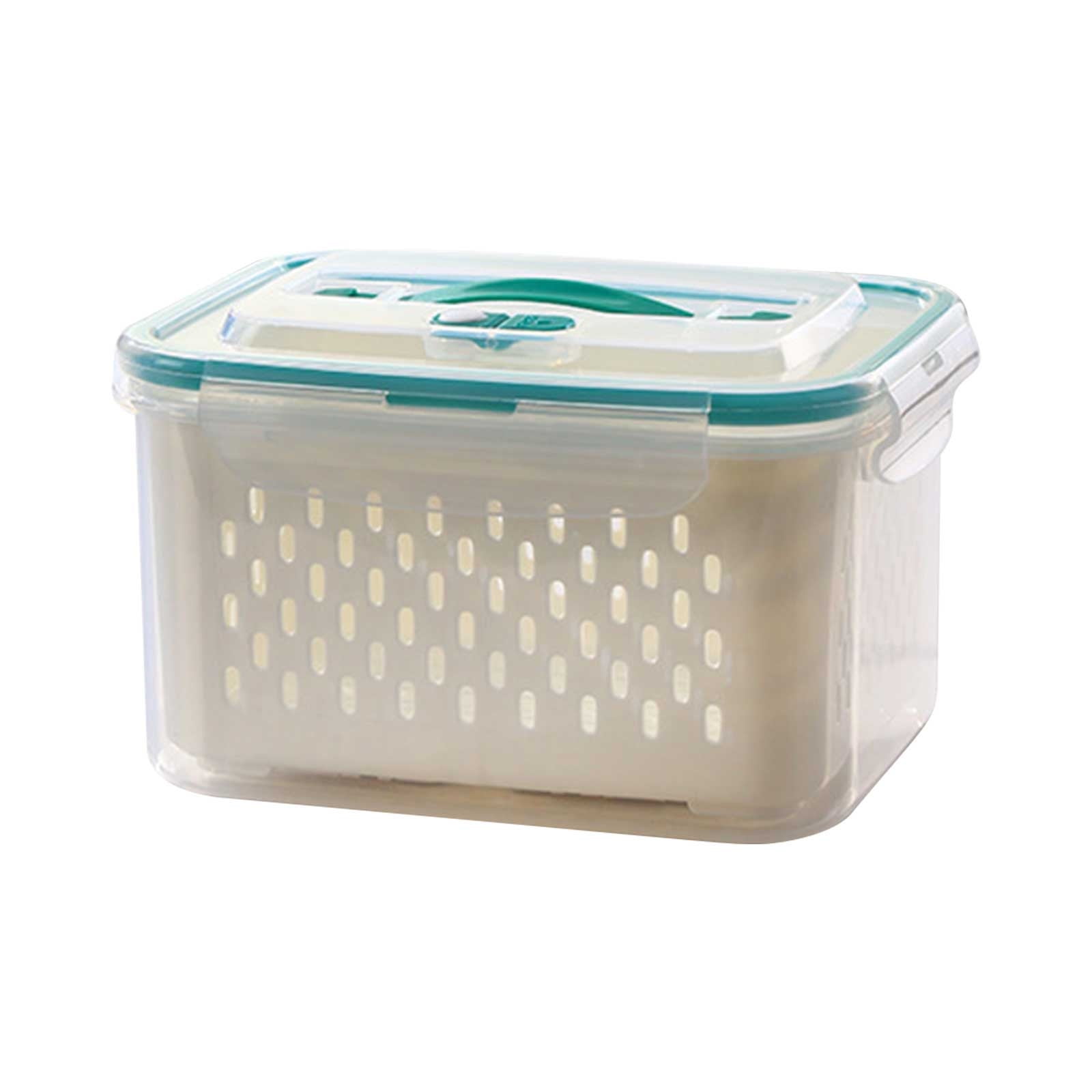 Refrigerator Food Storage Container Kitchen Multi Layer Plastic Organizer with Lid Portable Produce Keeper Set of 1