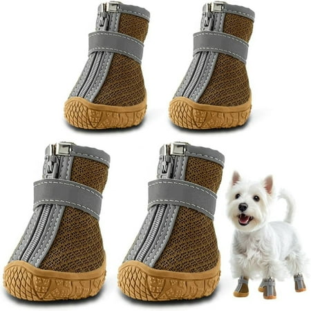 Bxaolu Dog Shoes for Small Dogs  Breathable Dog Boots Paw Protector for Hot Pavement Summer  Dog Booties with Reflective Strips Rugged Anti-Slip Sole for Hardwood Floors Outdoor Walking