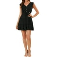 thumbnail image 2 of MODA NOVA Junior's Casual V Neck Ruffle Trim Sleeve Flare Tiered Dress, 2 of 6
