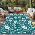 thumbnail image 2 of Green White Floral Outdoor Rug 4x6 Ft - Reversible Patio Rug Outdoor Camping Rugs, Farmhouse Retro Botanical Leaves Washable Indoor Outdoor Area Rugs, Non-Slip Outdoor Carpet Runner for Deck/Porch, 2 of 8