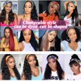 thumbnail image 6 of AONKIA Headband Wig Curly Headband Wigs for Women Water Wave Headband Wigs 180% Density Human Hair Glueless Half Wigs with Headbands Attached (26 Inch,1B), 6 of 7