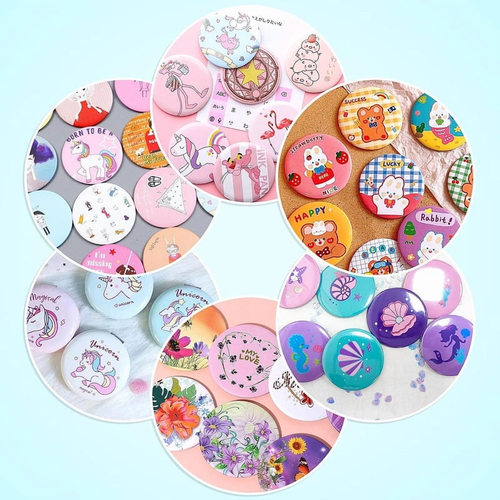 58MM Metal Blank Button Badge Parts with Blank Paper for Button Maker Machine Pin Maker Button Press, including 200PCS Metal Shell, 200PCS Metal Back Cover, 200PCS Transparent Film