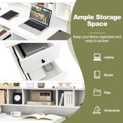 Topbuy Computer Desk Studying Writing Desk Workstation w/Storage Shelf & Drawers for Home Office