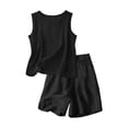 thumbnail image 6 of Teen Girls Cotton Linen Outfits 2pc Tank Top Shorts Set Sleeveless Shirt Long Wide-Leg Pants Clothing with Pocket Back To School Outfits for Teens Girls, 6 of 6