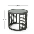 thumbnail image 4 of GDF Studio Achill Outdoor Modern Boho Wicker Side Table with Glass Top, Gray, 4 of 9