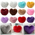 thumbnail image 2 of Trayknick Love Heart Shaped Fuzzy Long Faux Fur Throw Pillow - Fluffy Lumbar Back Cushion for Bedroom and Sofa Decoration, 2 of 8