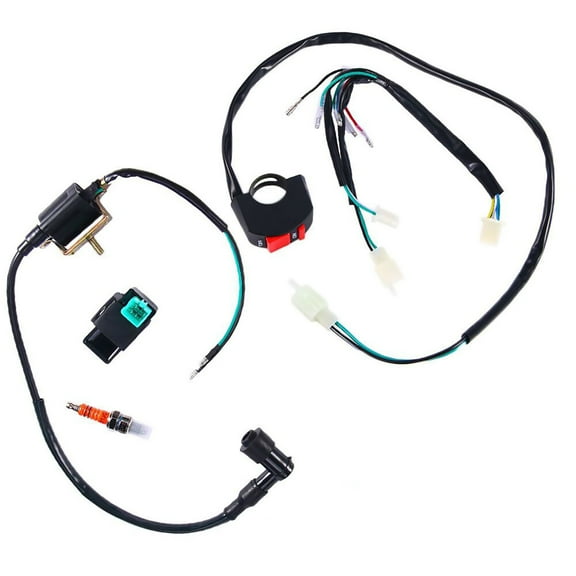 JIAHAOO 110-140cc Pit Dirt Bike ATV Wiring Harness CDI Coil Spark Plug Engine Stop Switch Electrical Kit