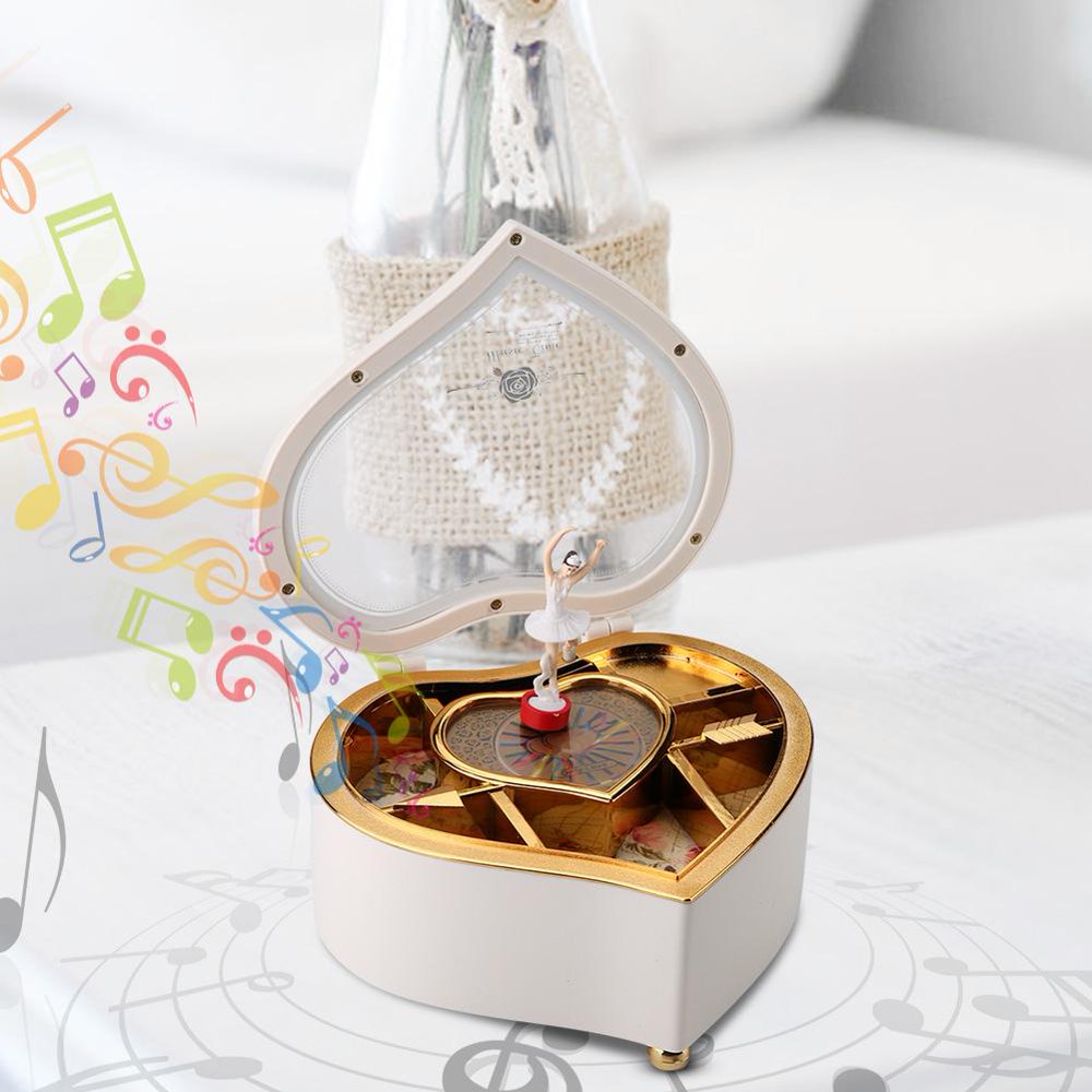 YLSHRF Heartshaped Dance Ballet Music Box Jewelry Spinning Music Box
