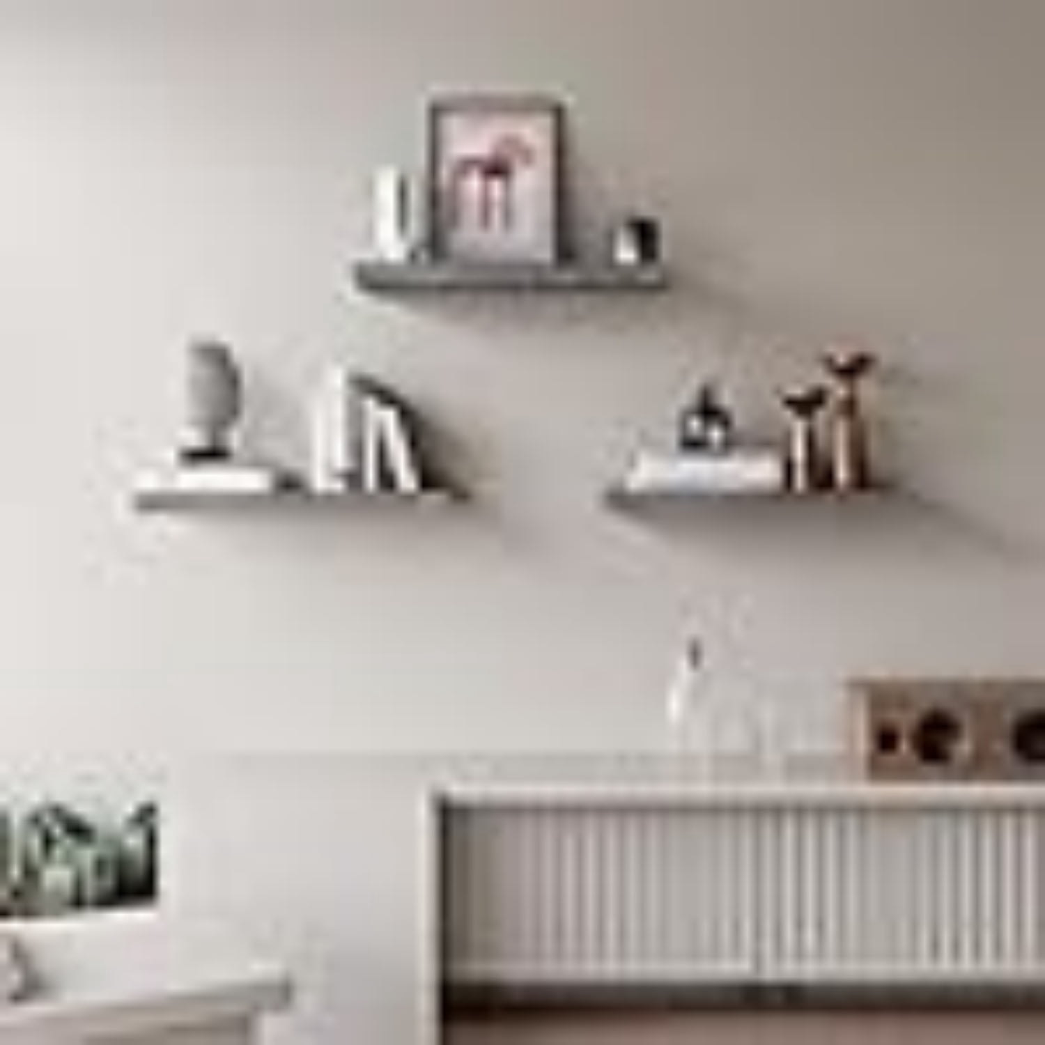 Floating Shelves for Wall Set of 3, 16" Gray Wall Shelves for Home Decor, Frame Display Floating Shelf for Living Room, Bedroom, Bathroom, Kitchen