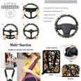 thumbnail image 5 of Yuyamidu Skull Car Seat Cover Full Set of 15 Hippie Flower Steering Wheel Cover Seat Belt Covers Trash Can Air Vent Organizer Box Rear View Mirror Cover Coasters Key Chain Car Interior Accessories, 5 of 7
