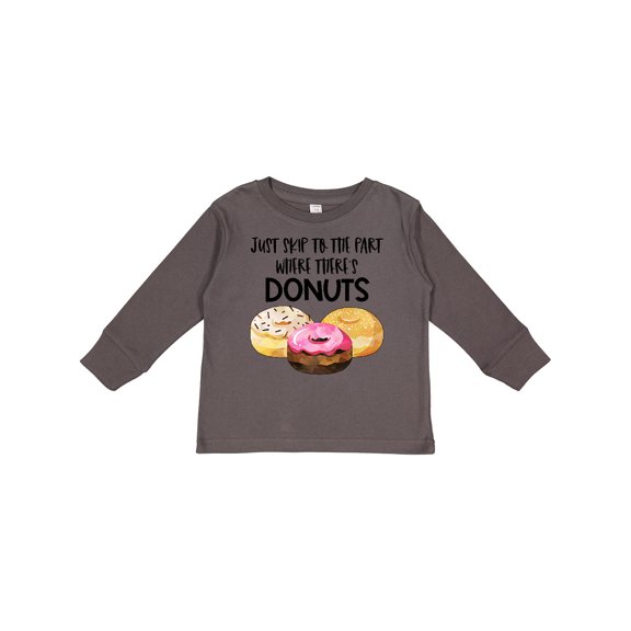 Inktastic Just Skip to the Part Where There's Donuts Boys or Girls Long Sleeve Toddler T-Shirt