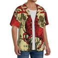 thumbnail image 2 of Naloa Mythical Red Stag Illustration Men's Loose Fit Cuban Collar Short-Sleeve Shirt, Hawaiian Shirts, Mens Shirts Casual for Everyday Wear Outings-3X-Large, 2 of 5